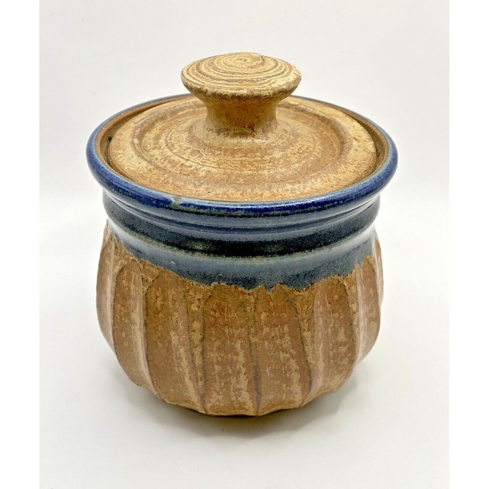 Handmade Pottery Jar With Lid Used